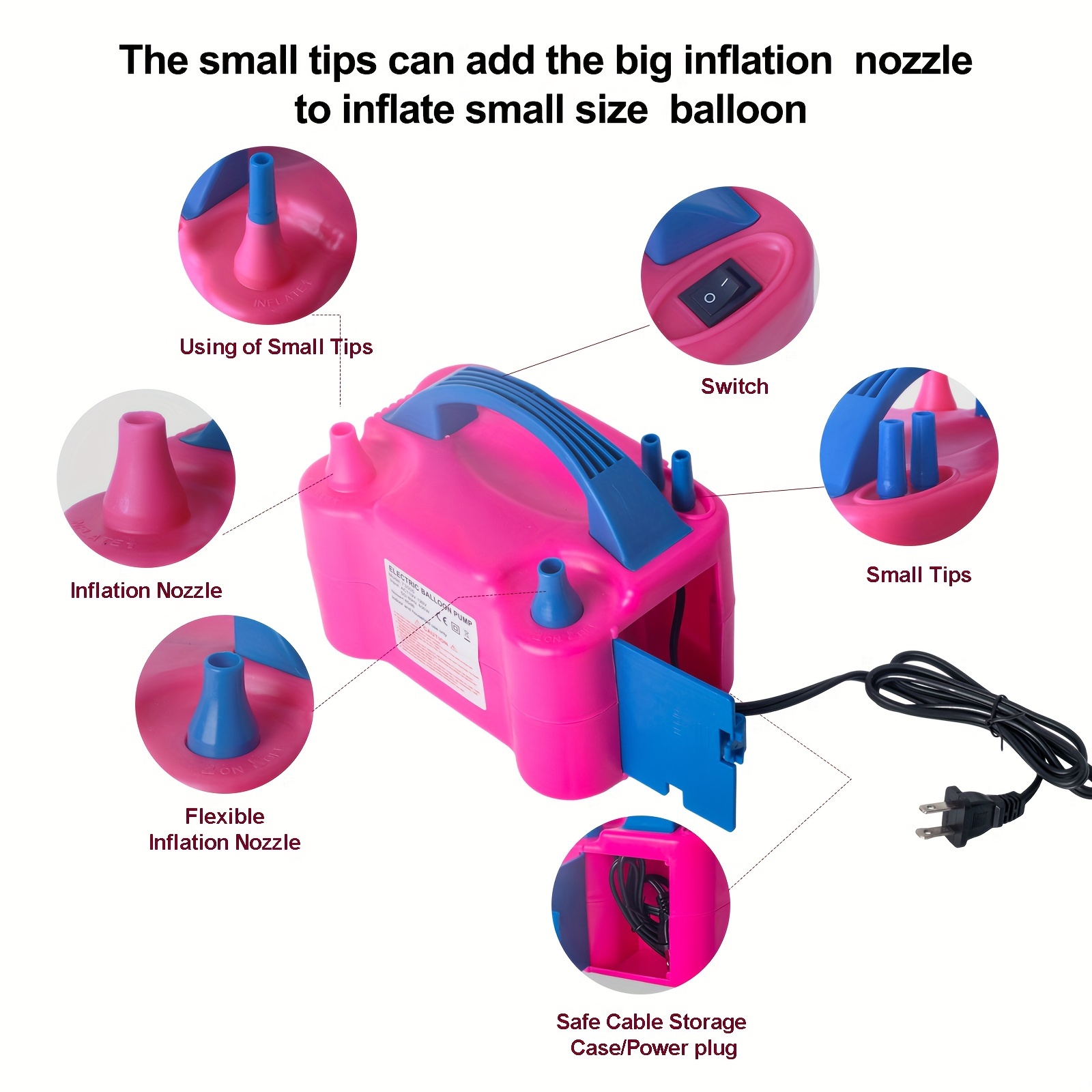 balloon pump electric 3 in 1 portable air pump for inflatables and balloons fast inflation for 260q foil mylar latex double stuffed balloons inflator deflator for pool without battery