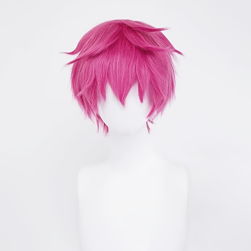 TEMU A Role-playing Wig Suitable For All Adults, , Rose Red -up Short Universal Wig, Easy Short -up Wig, Easy To Style, Adds Hair Volume, Festival