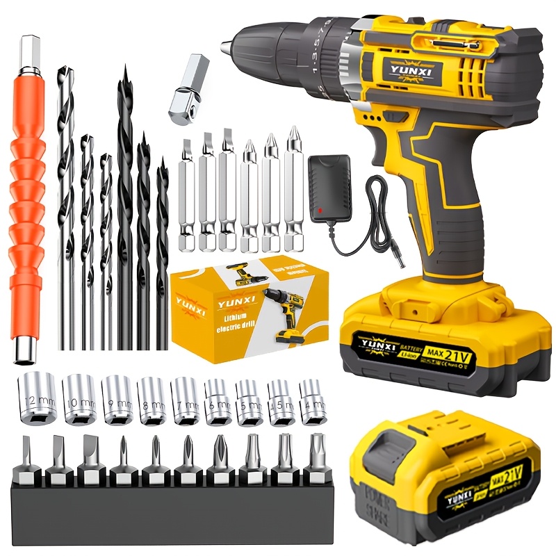 TEMU Additions Sold Separately Wireless Portable Drill, Optional Multifunctional Rechargeable Drill Set, Optional Light, Battery And Quick Charger,