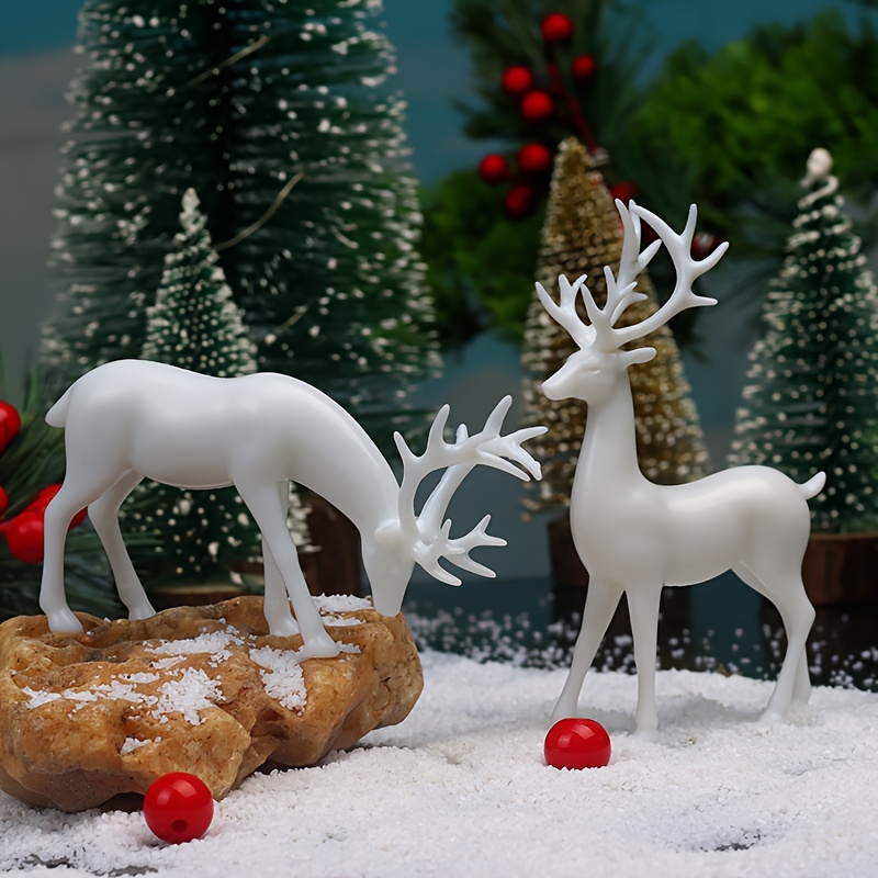 2 Stück, Weihnachts-Renntier-Dekorationen, weiße Weihnachts-Renntier-Statuen aus Kunststoff, Weihnachtsdekoration, Schreib*ration, festlicher * perfekte * für Weihnachtsdeko zu Hause für wohnung