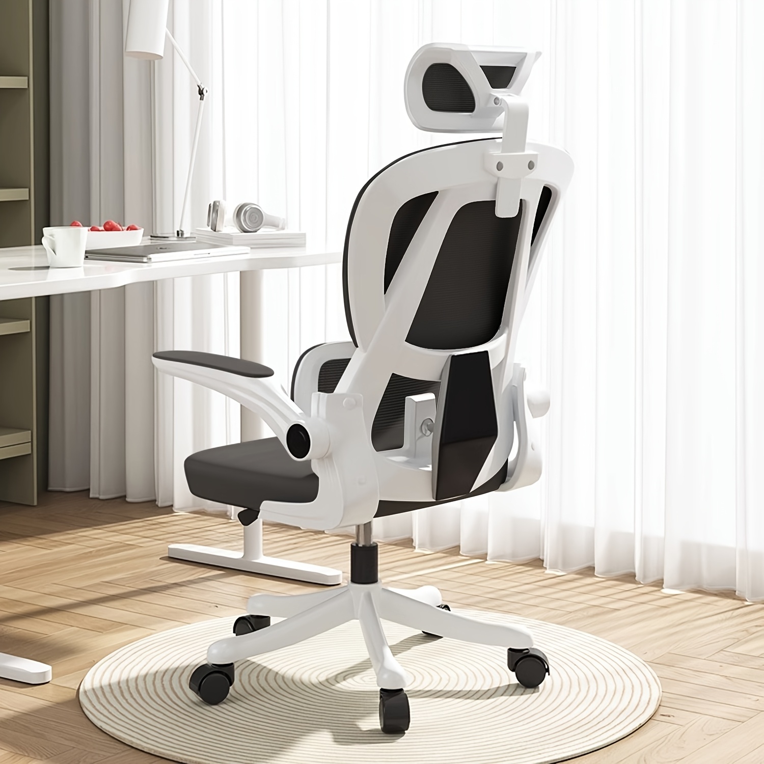 TEMU Office Chair High Back Ergonomic Office Chair With Lumbar Support, Adjustable Headrest 3d Armrest For Home Office Chair Swivel Mesh Office Chair