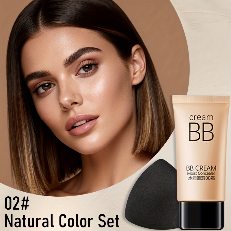 Image of 1pc Heyxi Bb Cream 40g And 1pc Puff Set, Foundation Concealer, Natural/ivory, Long-lasting Foundation, Waterproof And Oil-control, Skin Tone, Suitable For Types