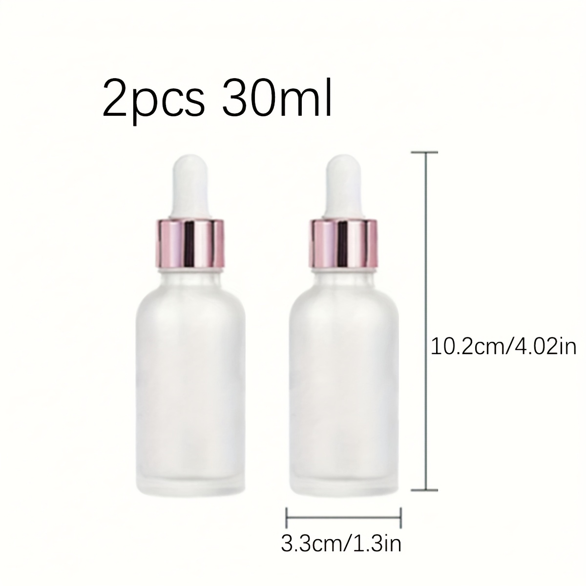2pcs 5ml/10ml/15ml/30ml Dropper Glass Bottles Refillable Rose Lid Cosmetic Container Frosted Glass Liquid For Essential Massage Oil Pipette