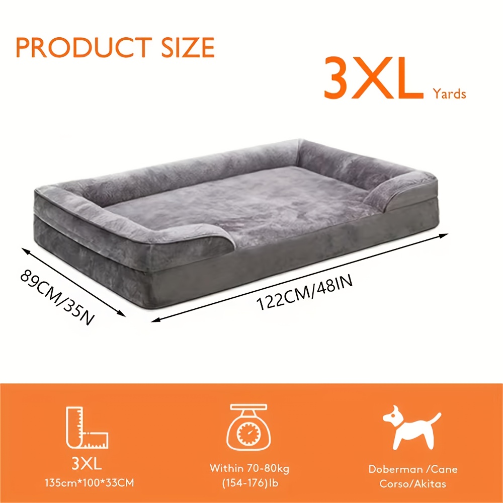 E-shop XL/XXL Orthopädisches Hundebett aus Memory-Schaum für große Hunde – Abnehmbares waschbares Sofabett mit orthopädischer Ei-Gitter-Unterstützung