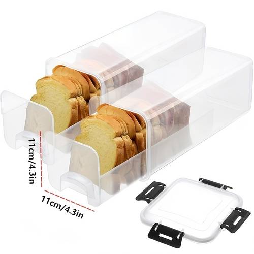1pc airtight bread box with lid clear plastic food storage container with inner compartments reusable rectangular bread keeper for freshness kitchen organization essential