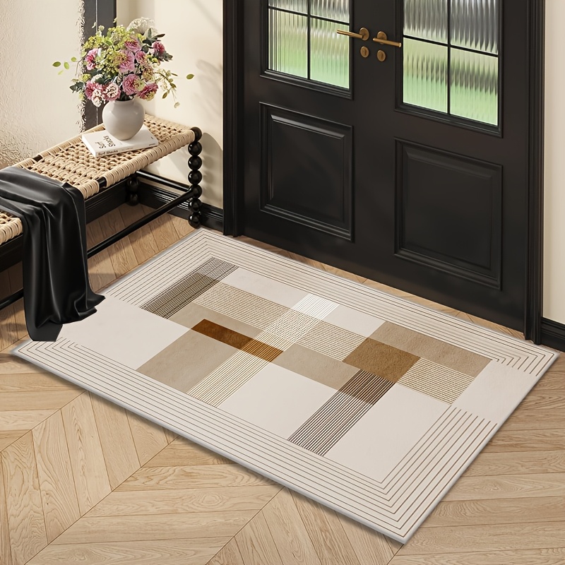 TEMU 1pc Velvet Rug, For , Vintage Abstract Area Rug, Rug For Vintage Living Room And Bedroom, Aesthetic Home Decor Carpet, Room Decor Rug, Soft And