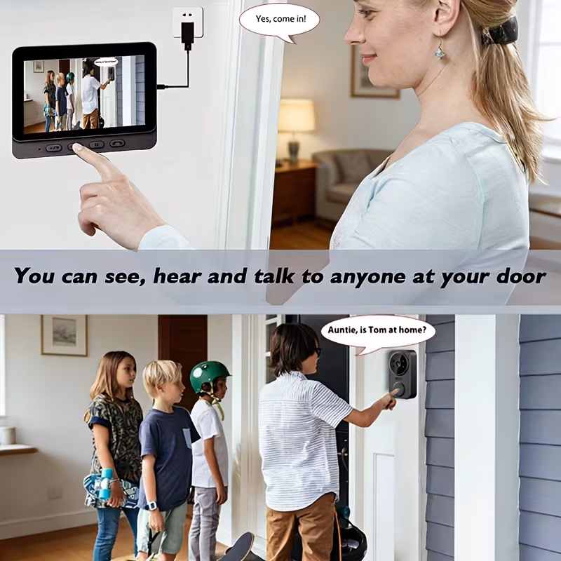 doorbell camera 1080p with screen two way audio 170 3 inch screen i video doorbell no subscription no application no wifi simple operation Product details 4
