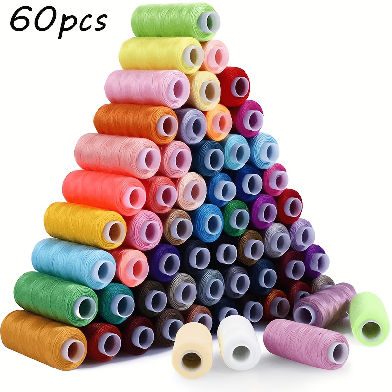 TEMU Juego de hilos de coser de fibra de poliéster de 60 colores, 250 yardas por carrete, juego de hilos de poliéster para costura manual o a máquina
