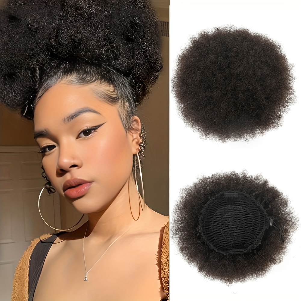 Synthetic Afro Puff Drawstring Ponytail Hair Pieces Clip-on Kinky Drawstring Curly Ponytail