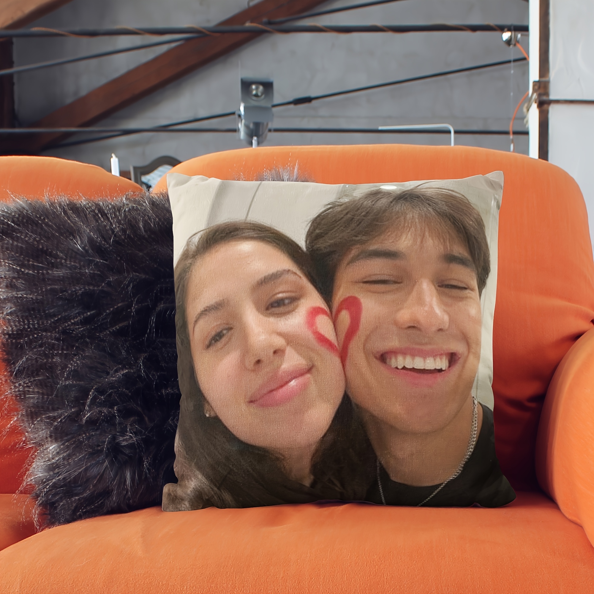 custom photo pillow cover dual sided printing personalized gift for fathers day mothers day christmas valentines machine washable home decor with your own picture no insert included decorative pillow covers thoughtful present traditional style durable fabric holiday   Product details 0