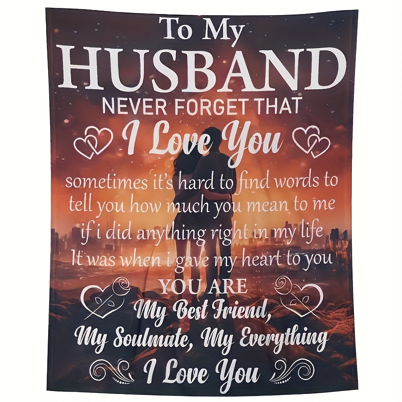 

1pc Blanket - To My Husband, I You, Blanket For Sofa, , , Camping, Bed, , And For A