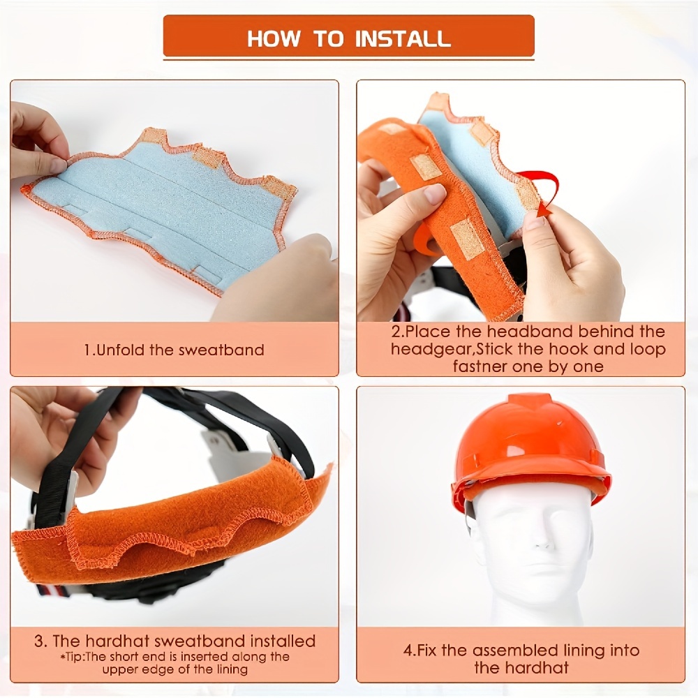 orange cotton hard hat sweatbands reusable sweat resistant Temu