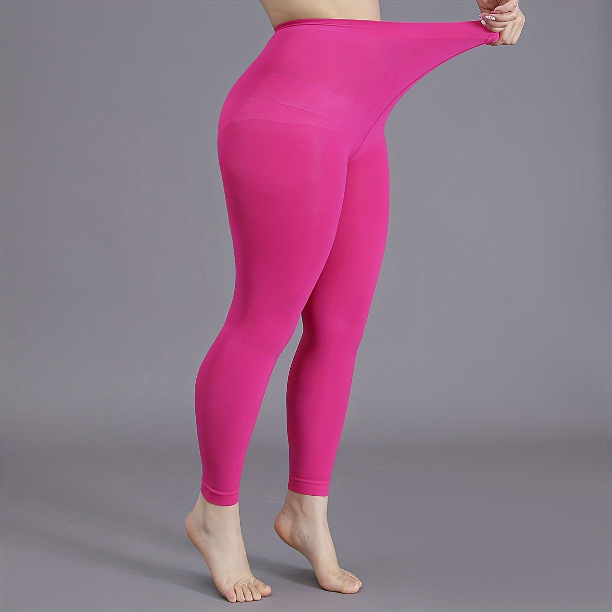 1pc Elegant High-Waist 100D Soft Stretch Opaque Tights, Plus Size Black Footless Pantyhose for Women - Sleek Nylon/Spandex Blend, Machine Washable, Leggings Plus Size