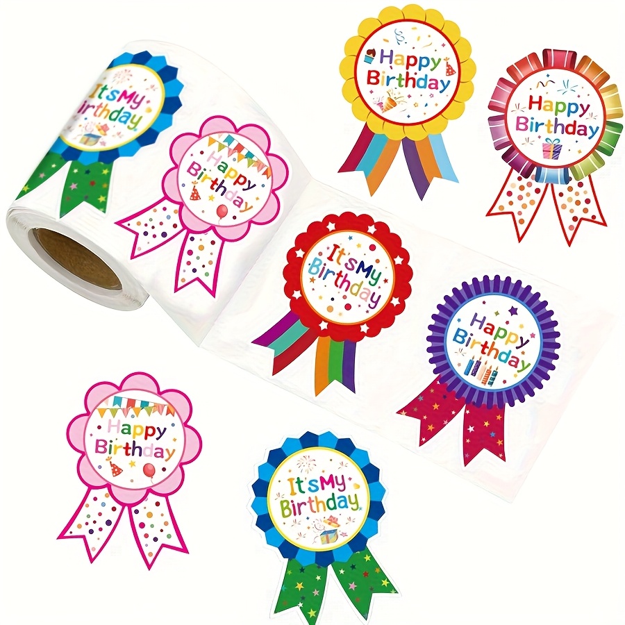 Image of 180pcs Birthday Stickers Roll - Colorful Ribbon Style Adhesive Labels For Scrapbooking, Gift Wrapping, Planners, Cards, Journals & Diy Projects, Decorative Seals In Roll