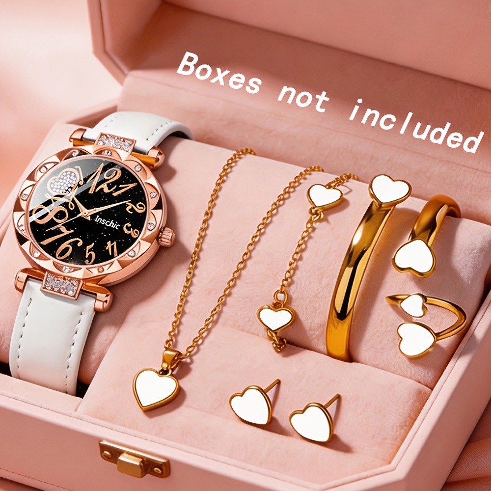 Conjunto de Relógio de Quartzo Analógico Feminino Elegante e Moderno 9
