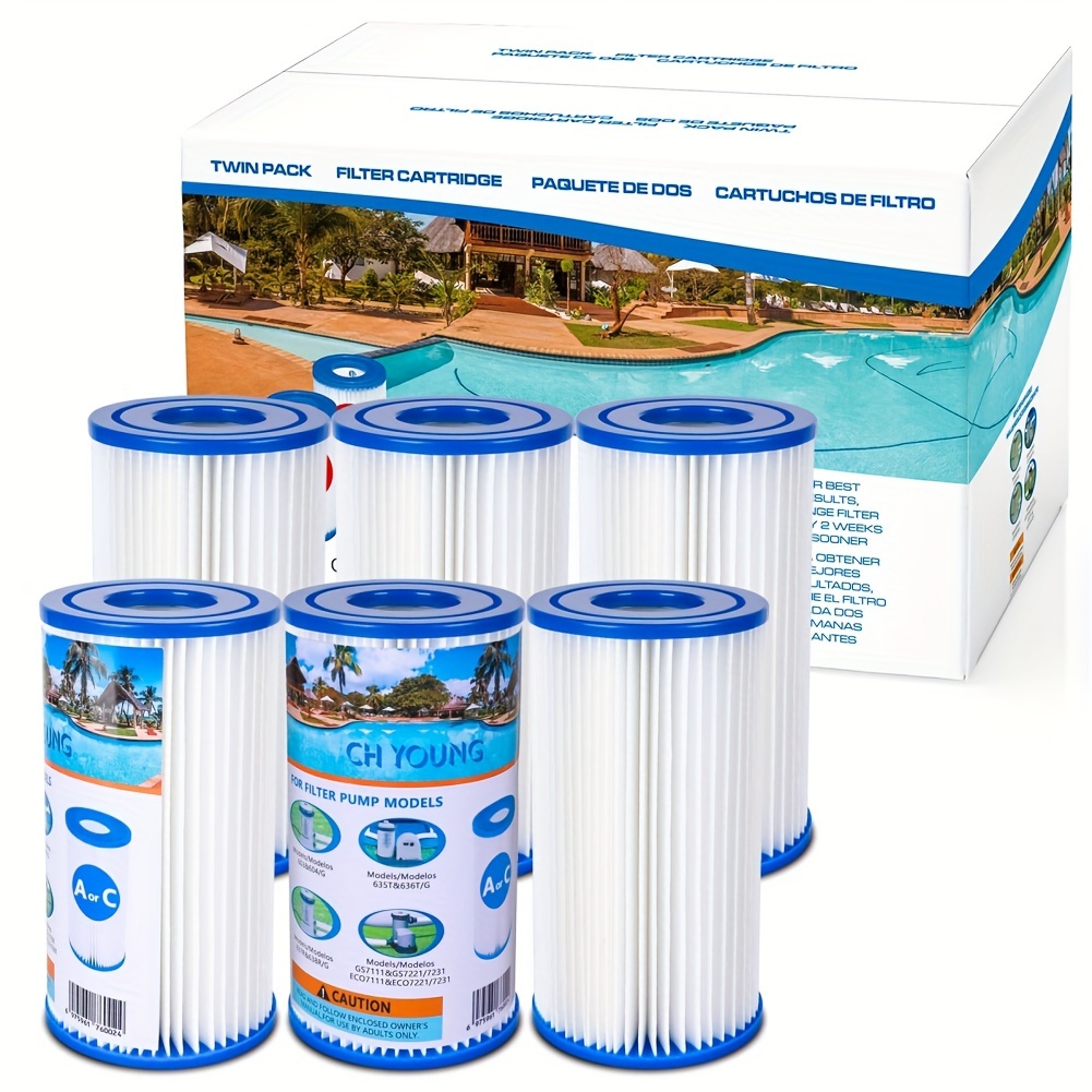 

1/2/4/6 Pack Replacement Filter For Type A Or C, Compatible With 29000e/59900e, Easy Set Pool Filters, Or Summer Waves Above Ground Pools