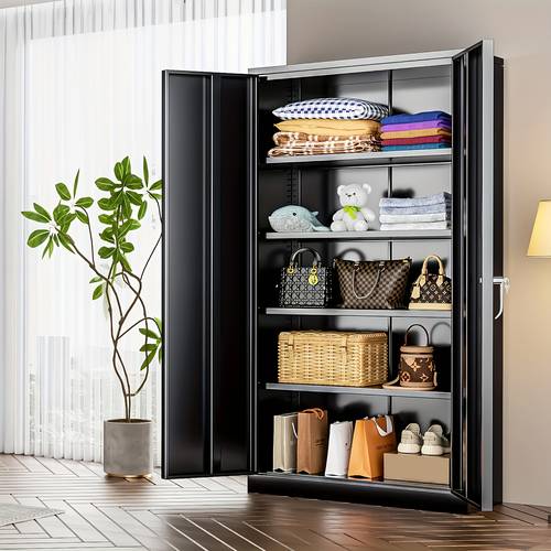 metal storage cabinet with lock 72 tall steel cabinets with 2 doors and 4 adjustable shelves lockable steel storage for home office garage gym school