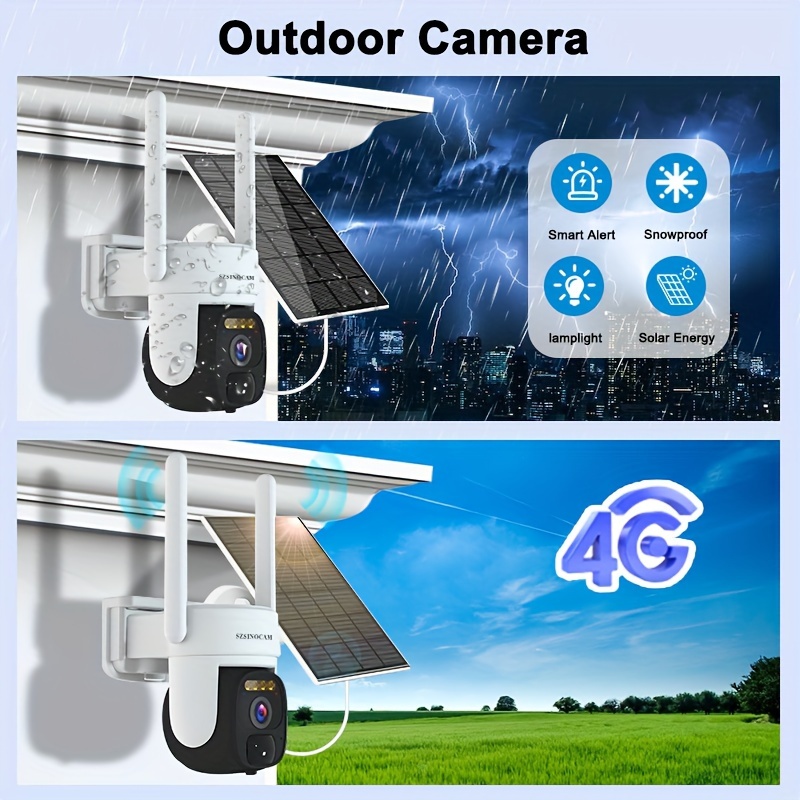 4pcs solar security cameras with spotlight siren color night vision motion detection 2 way audio no wifi needed 2k 3mp outdoor surveillance for perfect gift for christmas halloween thanksgiving white details 1