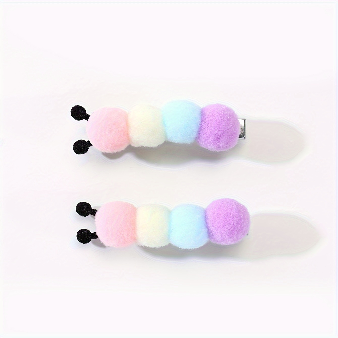 

2pcs Cute Caterpillar Hair Clips For Girls, Insect Hair Clips, Colorful Plush Ball Barrettes, Cute Gifts