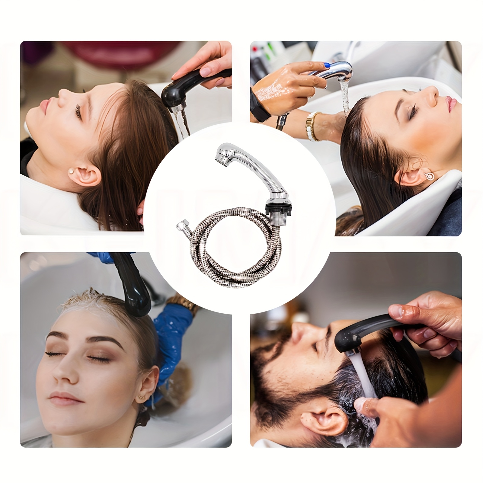 shampoo basin shower kit handheld bedside shower head professional hair salon sink shampoo hose shampoo bowl shower base suitable for salons bathrooms hotels black and silvery Product details 1