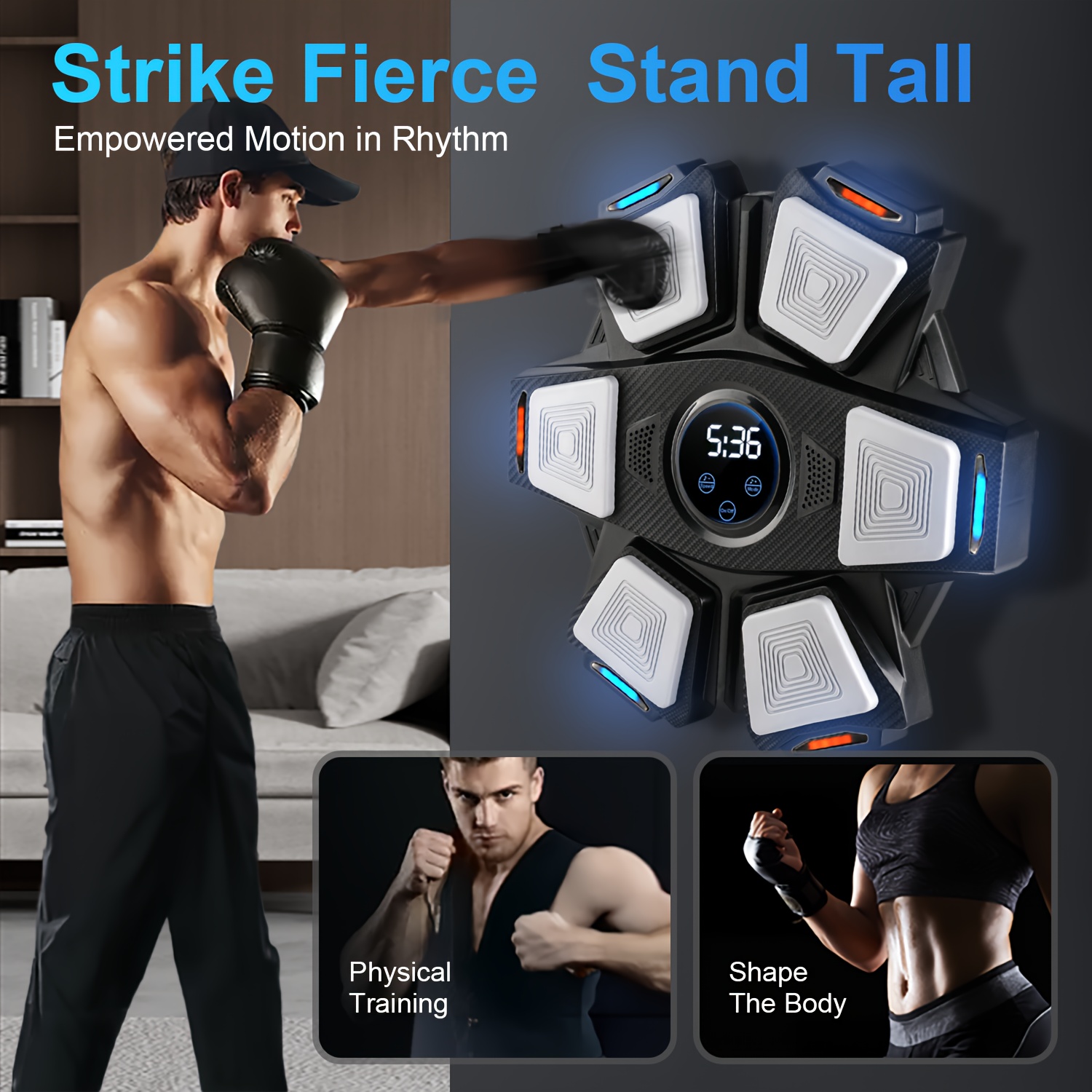 Smart Boxing Machine for Home Gym Interactive Punching Trainer with  Music Sync, Wall-Mounted Punch Bag for Adults Nice for Xm