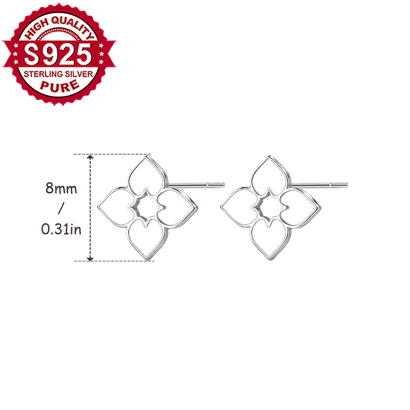 Women's Four-Heart Geometric S925 Silver Stud Earrings