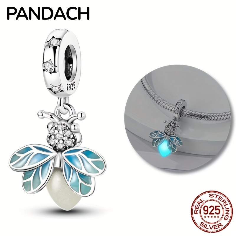 

Glow In The Dark Firefly Charm, 100% 925 Sterling Silver - Pandora Bracelet & Necklace Decoration, Light