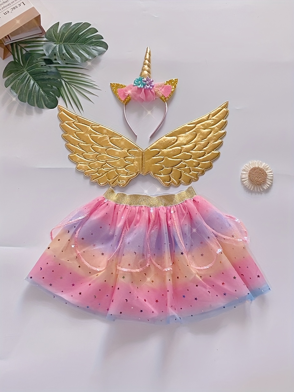 girl unicorn costumes 3pcs princess flower fairy dress set - Temu United  Arab Emirates