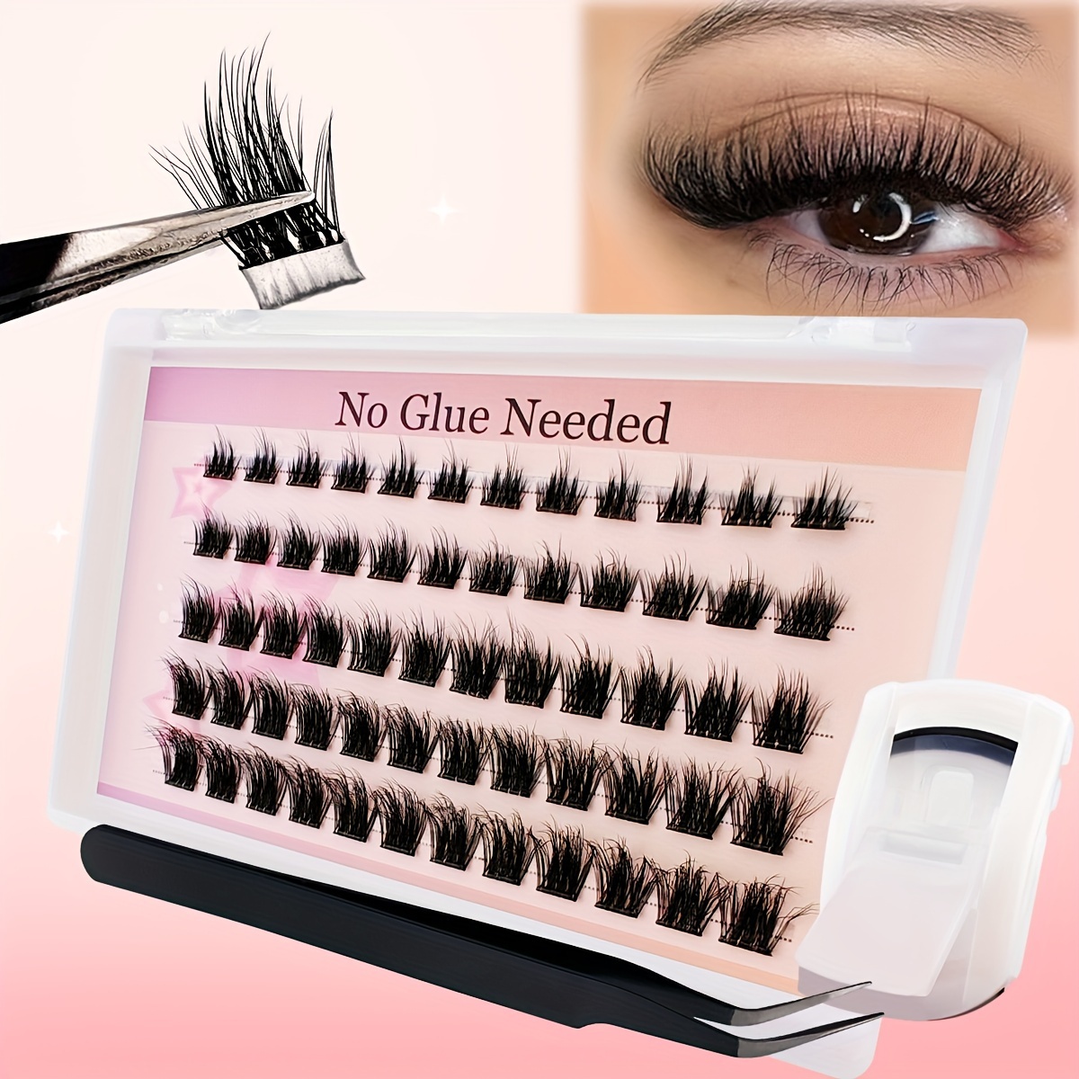 

Self Adhesive Eyelashes Extension Kit Press On Diy Lash Extension Reusable Cluster Lashes 60 Pcs Fuss Free No Sticky Residue Self Application At Home 8-16mm