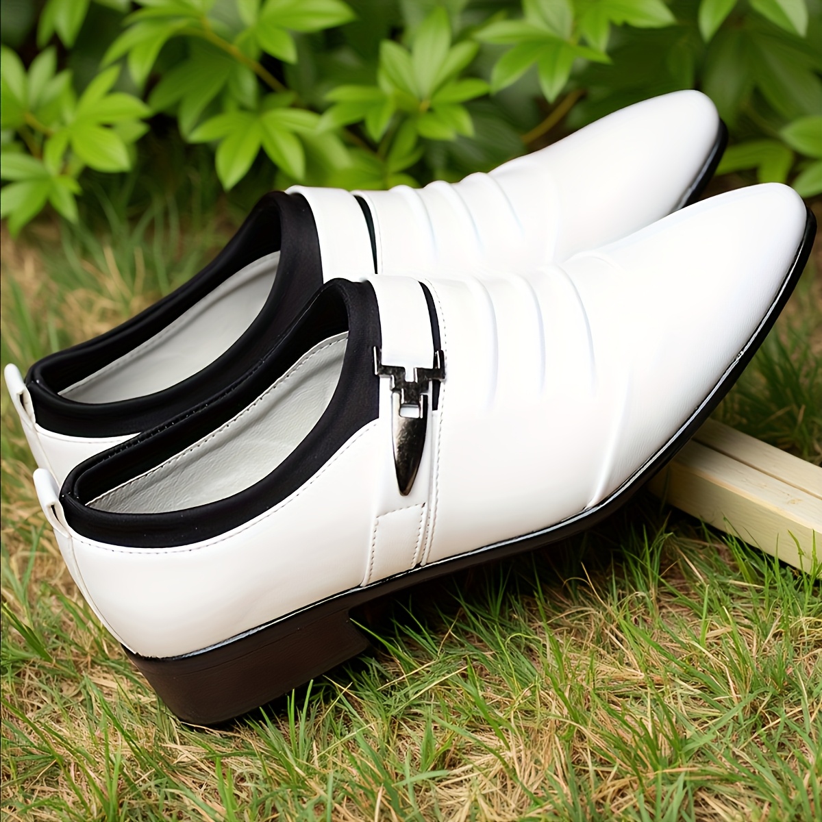 white casual dress shoes Black and White Mens Dress Shoes | Derby main image 1