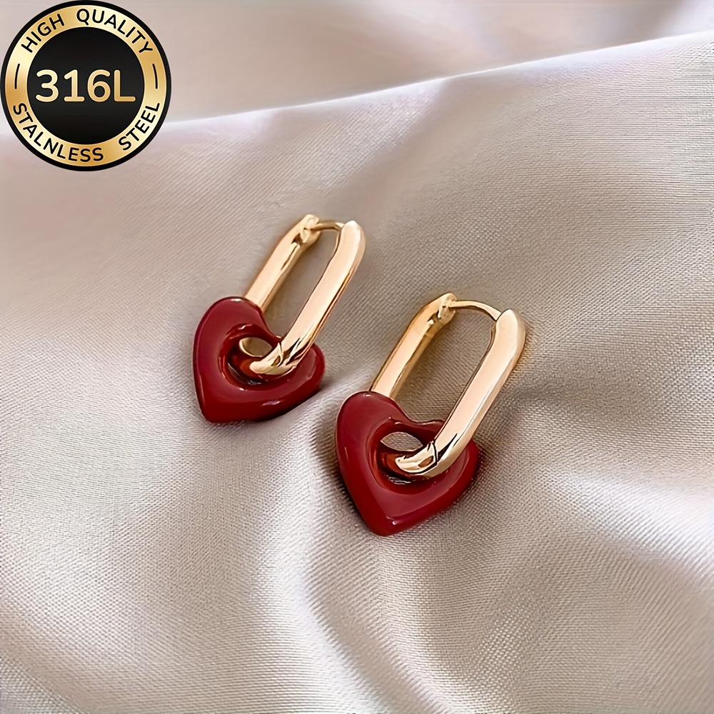 E-shop Hypoallergene Edelstahl Goldene Herz Ohrringe, -Verblassen, Bequem Vielseitig, Einfach Elegant, Hochwertige Modische Damenohrringe für den oder
