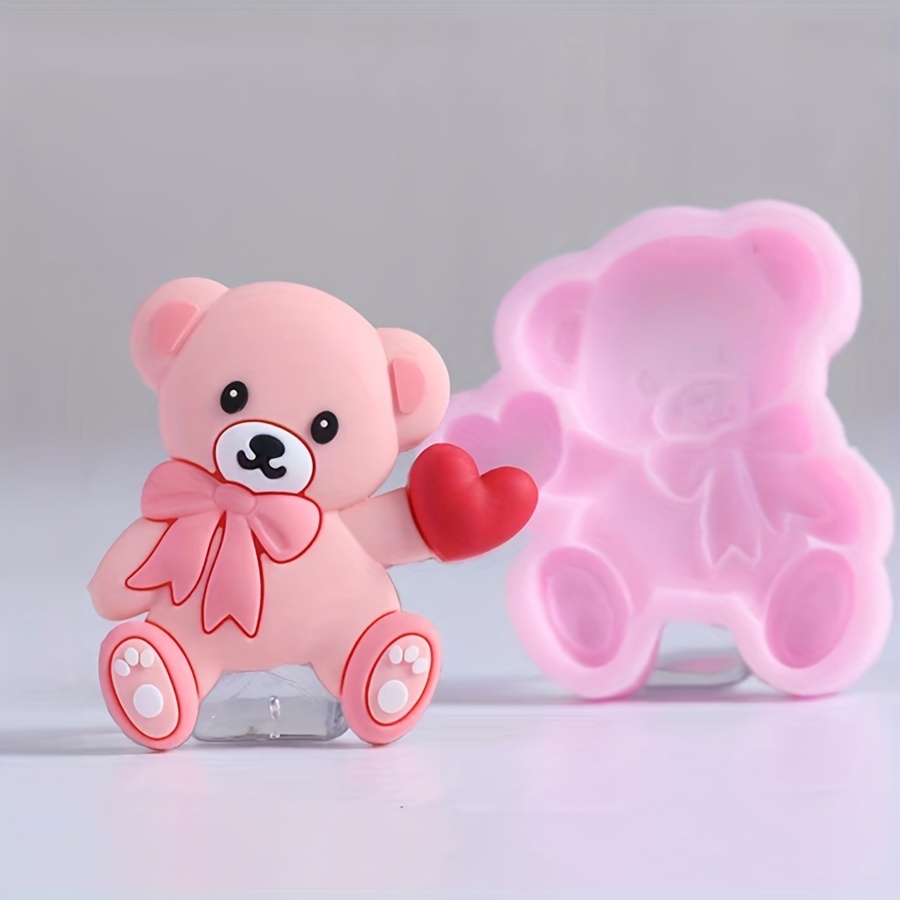 

1pc Baking Mold, Cute Teddy Bear With Heart Silicone Mold, Diy Aromatherapy Candle & Plaster Craft Molds, For Cake Baking And Handmade Soap Making, Kitchen Supplies