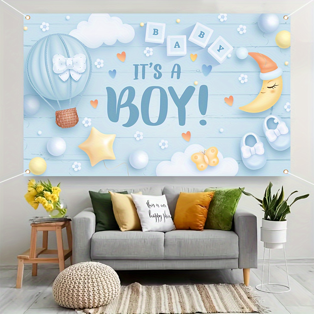 

1pc, Darling Party Background Decor, 180cm X 110cm X 70.8 In X 43.3 In, Large Blue Durable Baby Shower Banner Background Photo Booth Background, Baby Party Supplies