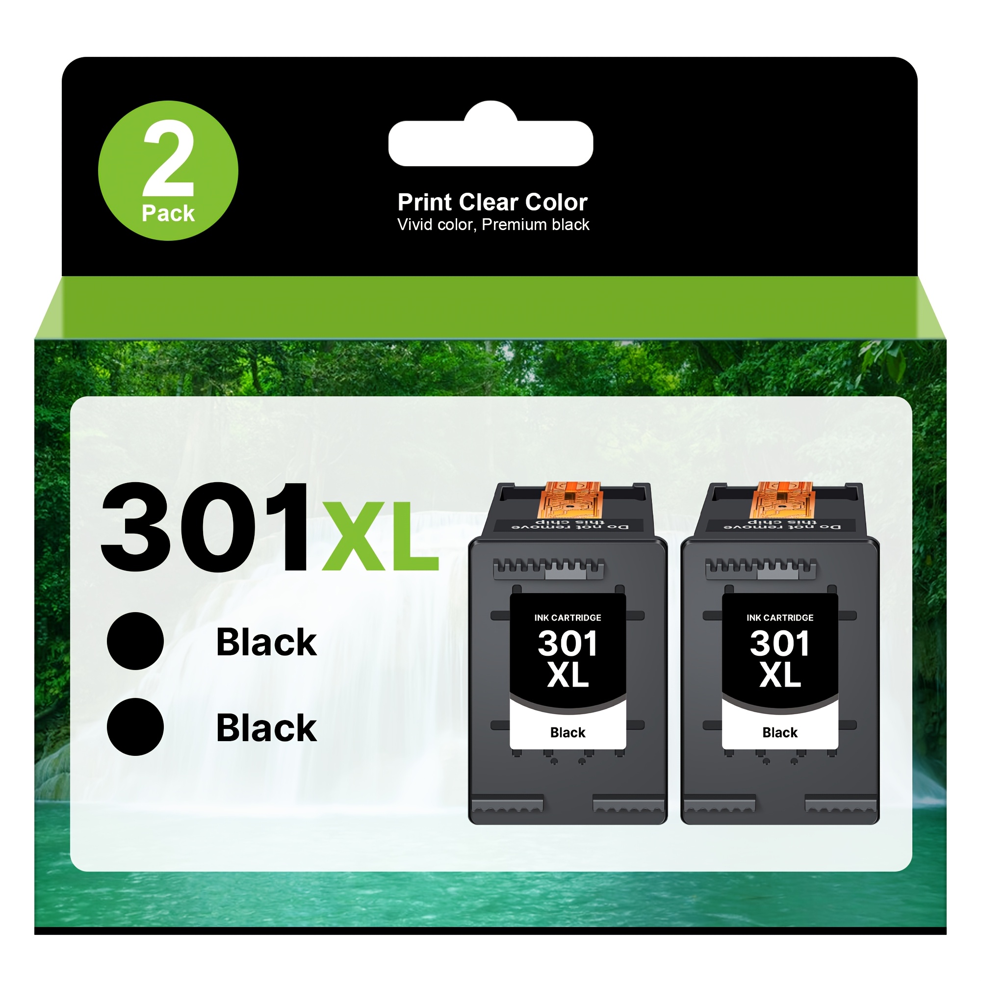 Image of 301xl Ink Cartridges High Capacity Replacement For 301 Xl Printer Ink Black For 1000 1512 2050 2050a 2054a 3050a 4500 4501 4503 5530 5532 5534 2620 4630 Printers, 2 Pack
