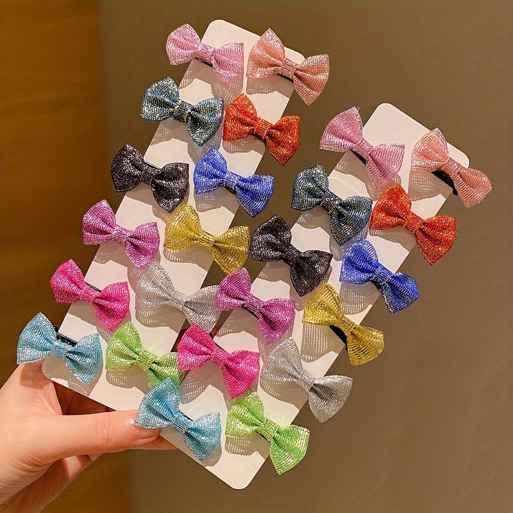 

24pcs Set Of Colorful Bow Hair Clips For Girls - Cute & Stylish Accessories For Casual Attire, All