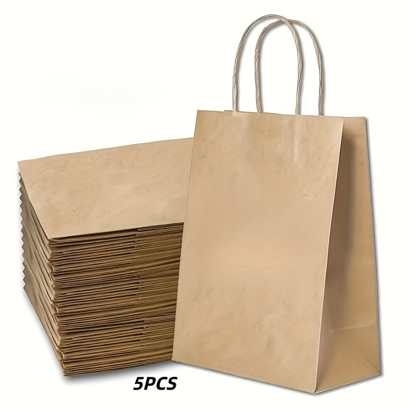 E-shop Geschenk für Sie/Ihn Brauner Wiederverwendbarer Kraftpapierbeutel mit Stabiler Karton-Griffkante, Verdicktem Weitem Boden, Geeignet für