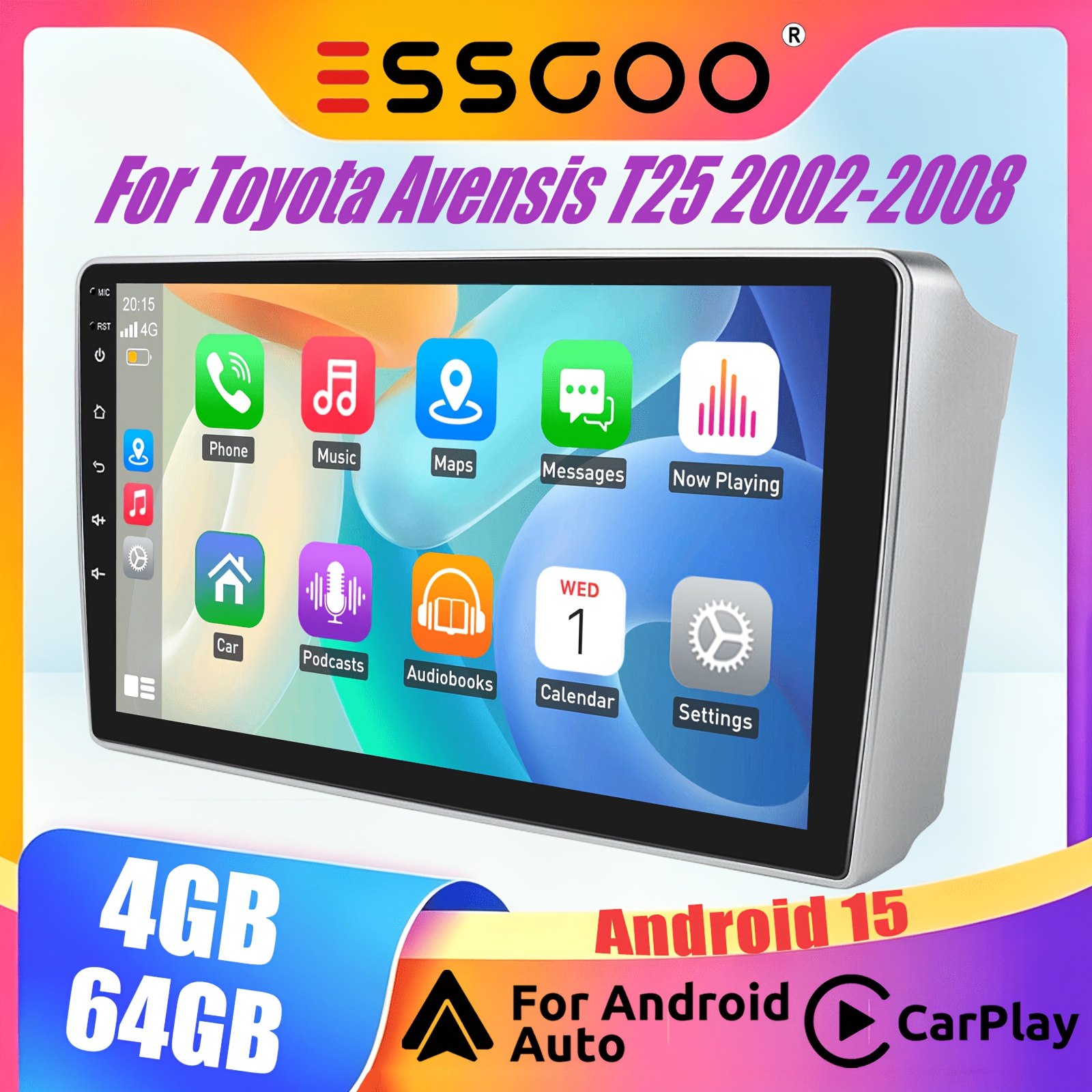Essgoo 9" Multimedia Car Stereo For T25 2002-2008 | 15, 4+64gb, & Auto | Hd Ips Touchscreen With , Usb, Wifi, Fm Rds | For Daily Commuting
