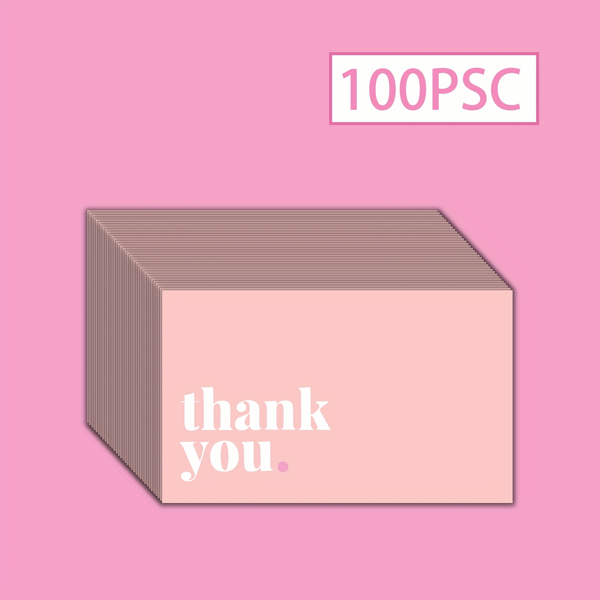 Image of 50/100 Pink 90x54 Thank You Cards, Small Customer Appreciation Cards, Suitable For Stores, Online Retailers, Business Supplies, Shops, Handwritten Thank You Card Phrases