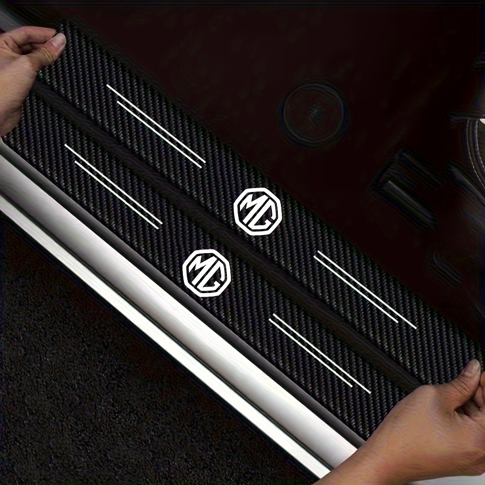 

5-piece Carbon Fiber Vinyl Door Sill Protectors For Mg Hs Zs Mg5 Mg6tfgt6 - Waterproof, Self-adhesive