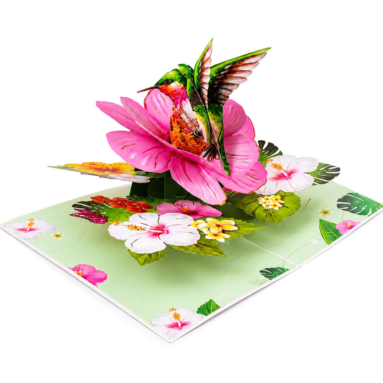 TEMU 3d Pop-up Hummingbird Flower Greeting Card, Featuring Hummingbird And Flower Patterns. Used For Occasions Such As Birthdays, Teacher's Day, Of
