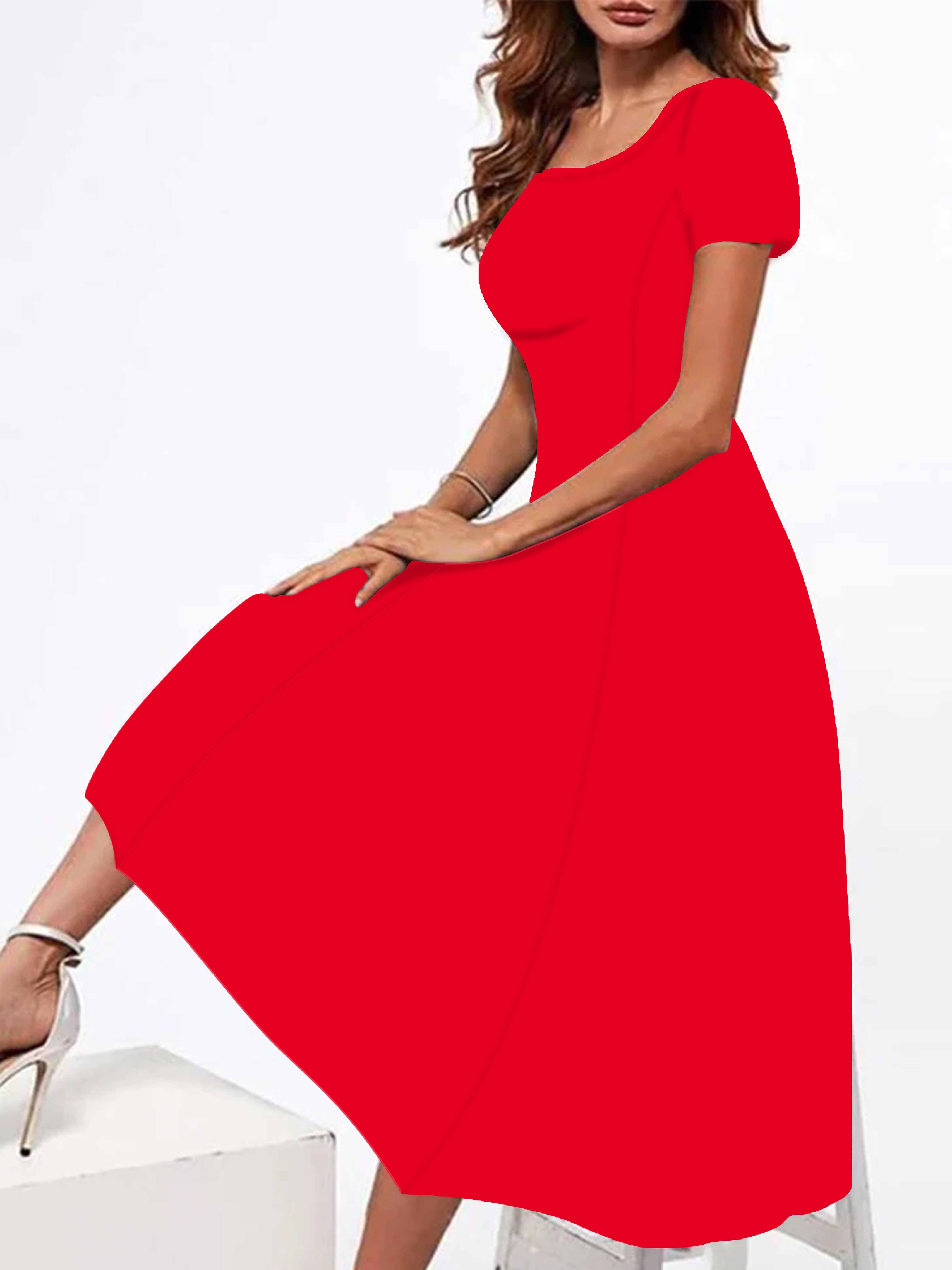 flowy red dress short Red Satin Criss Cross Open Back Short Dress main image 0