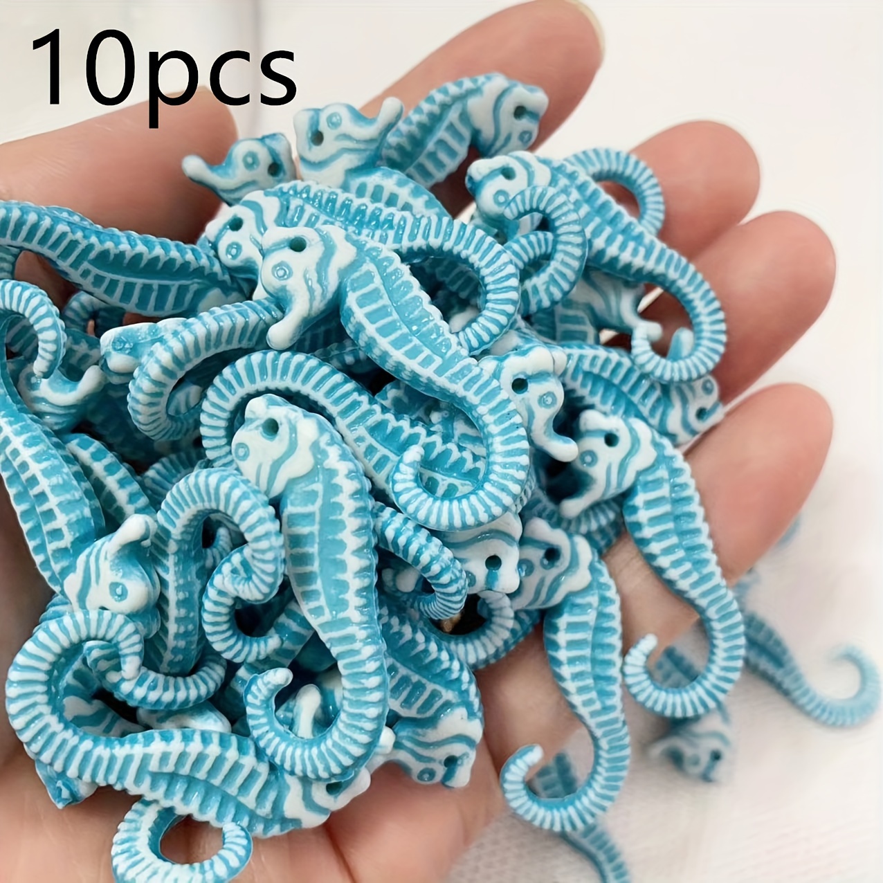 10pcs Handmade Blue Bohemian Beach Seahorse Pendant Accessories For Bracelets, Necklaces, Earrings, And Craft Jewelry Decorations