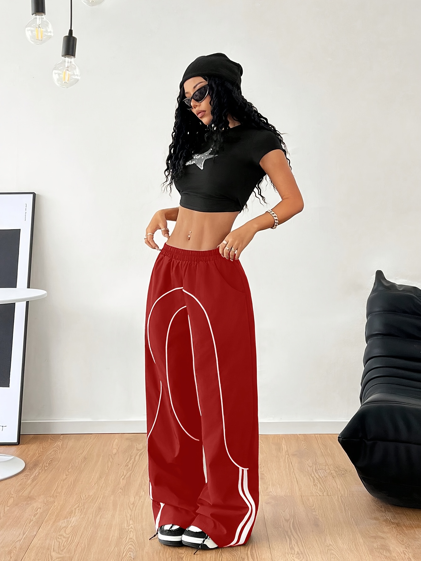 【希少】jentlouis SideLine Tucked Pants Y2K womens fashion y2k streetwear wide leg pants side tie design - Temu