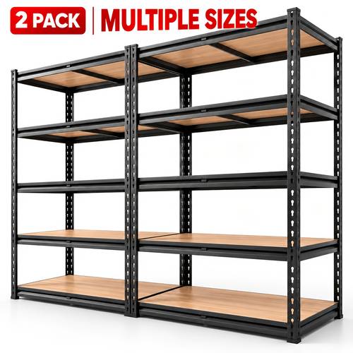 2 pack for garage shelving heavy duty adjustable storage shelves 60 5 tier utility shelving units with thickened frame large capacity storage rack for garage basement pantry warehouse black utility shelves