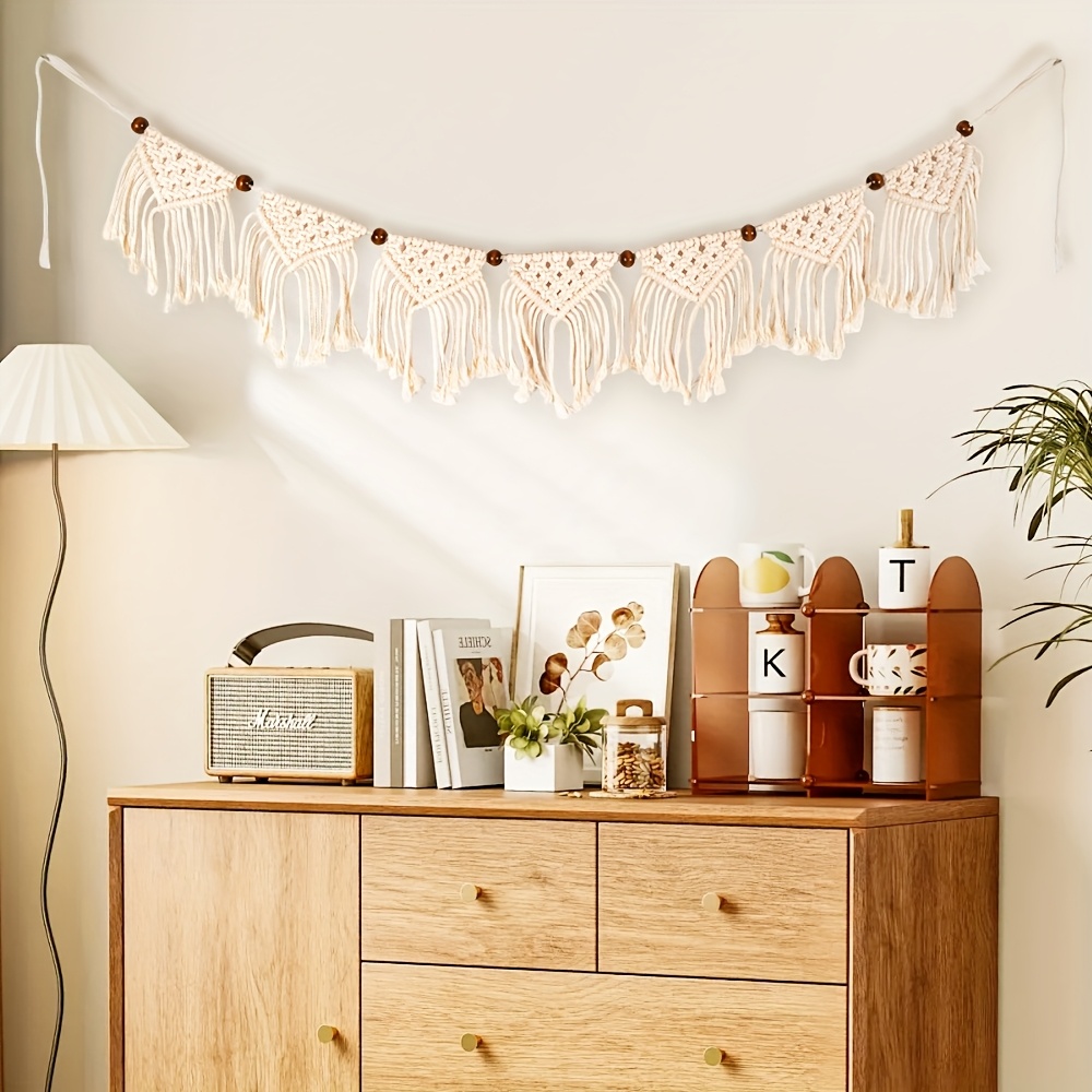 Image of Macrame Wall Art With Tassels, Bohemian Tapestry For Home Decoration In Bedrooms And Living Rooms