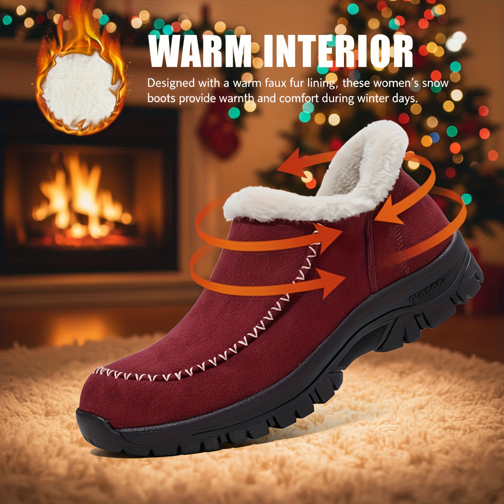 warm lined snow boots for women winter slippers with anti slip rubber sole cozy indoor outdoor house shoes comfortable slip on mules for cold weather thermal plush lining home loafers christmas gift cold weather footwear   slippers 1