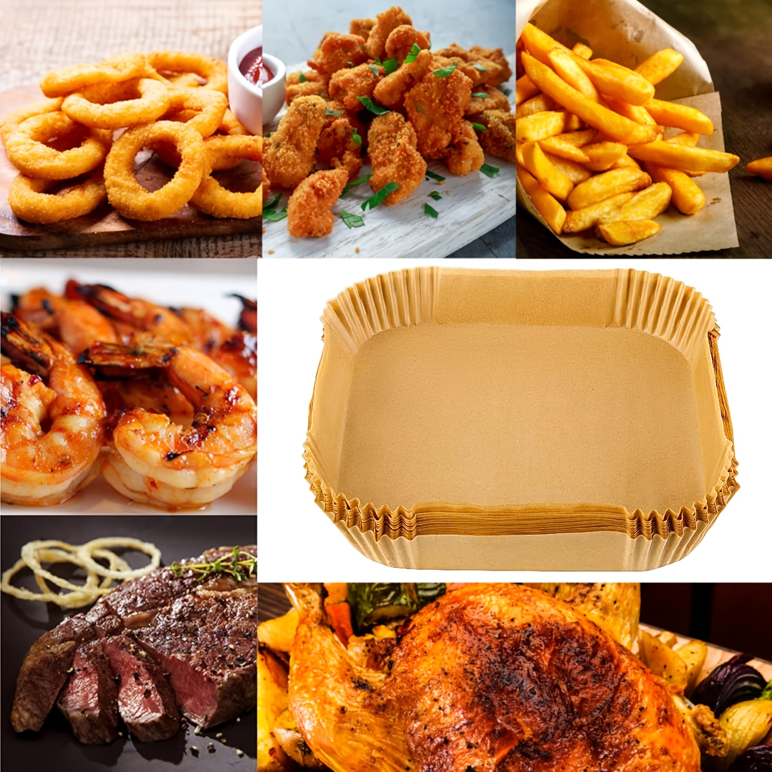 300 sheets air fryer baking paper - unbleached &   parchment with   edges, indented center for   cooking | compatible with ovens & air fryers | safe for frying, baking roasting, grilling | individually wrapped for   | disposable sheets | made from plastic material | ideal for holidays & everyday use |   air fryer-specific cooking, air fryer liners non stick, air fryer  , air fryer liner xl, grilling liner, Product details 4