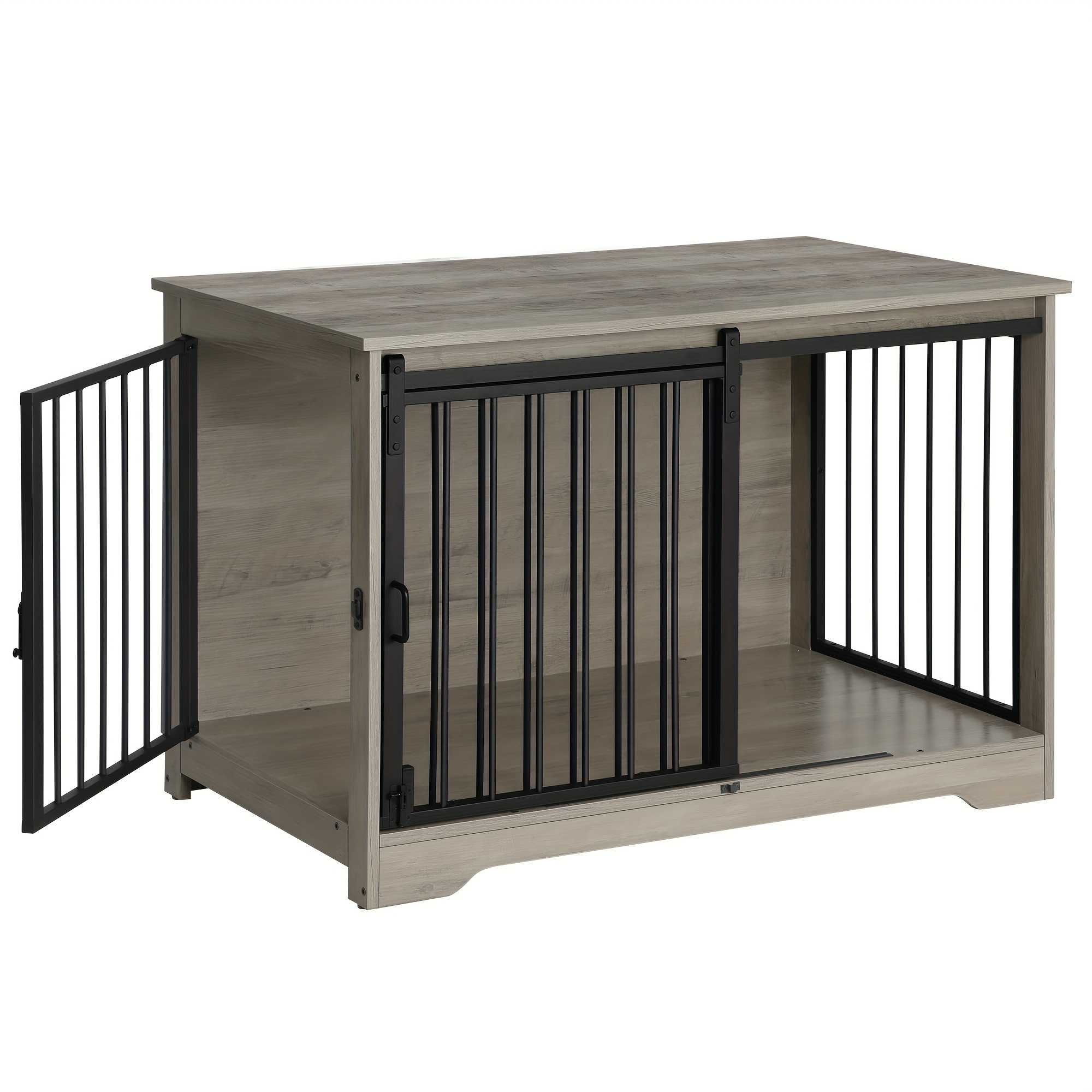 Mueble para Contención de Perros, Recinto para Perros de 100Cm, con   Entradas, Cama   de Interior Adecuada para Perros Pequeños a   que Pesa   100Kg, También Puede   Como Mesa Auxiliar,   60 X 100 X 68 Cm, en   Vintage y  