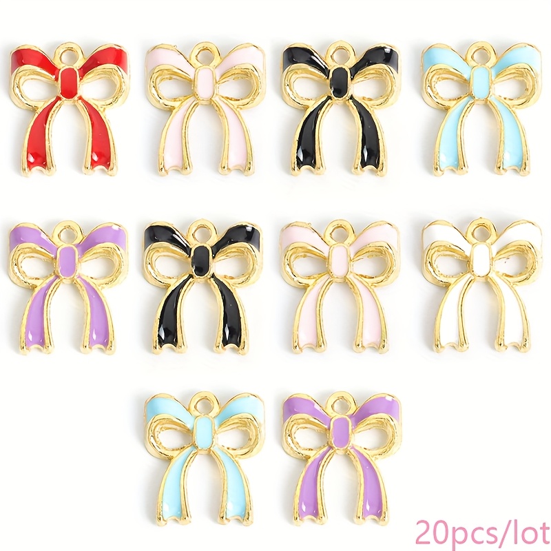 TEMU 20 piezas de dijes de esmaltado con forma de pajarita - Colgantes de multicolor vibrantes, adecuados para manualidades DIY, accesorios para