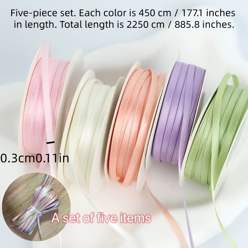 TEMU 5pcs Set. Each Color Measures 450cm / 177.1 Inches In Length, With A Total Length Of 2250cm / 885.8 Inches. 0.3cm Thick Single-faced Polyester